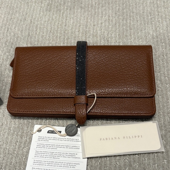 Fabiana Filippi Handbags - NWT Fabiana Filippi Brown Leather Clutch Wallet